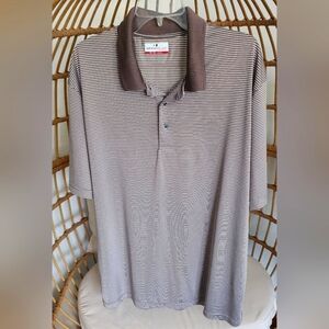 Grand Slam Men's Brown Striped Short Sleeve Collared Polo Shirt Size XXL